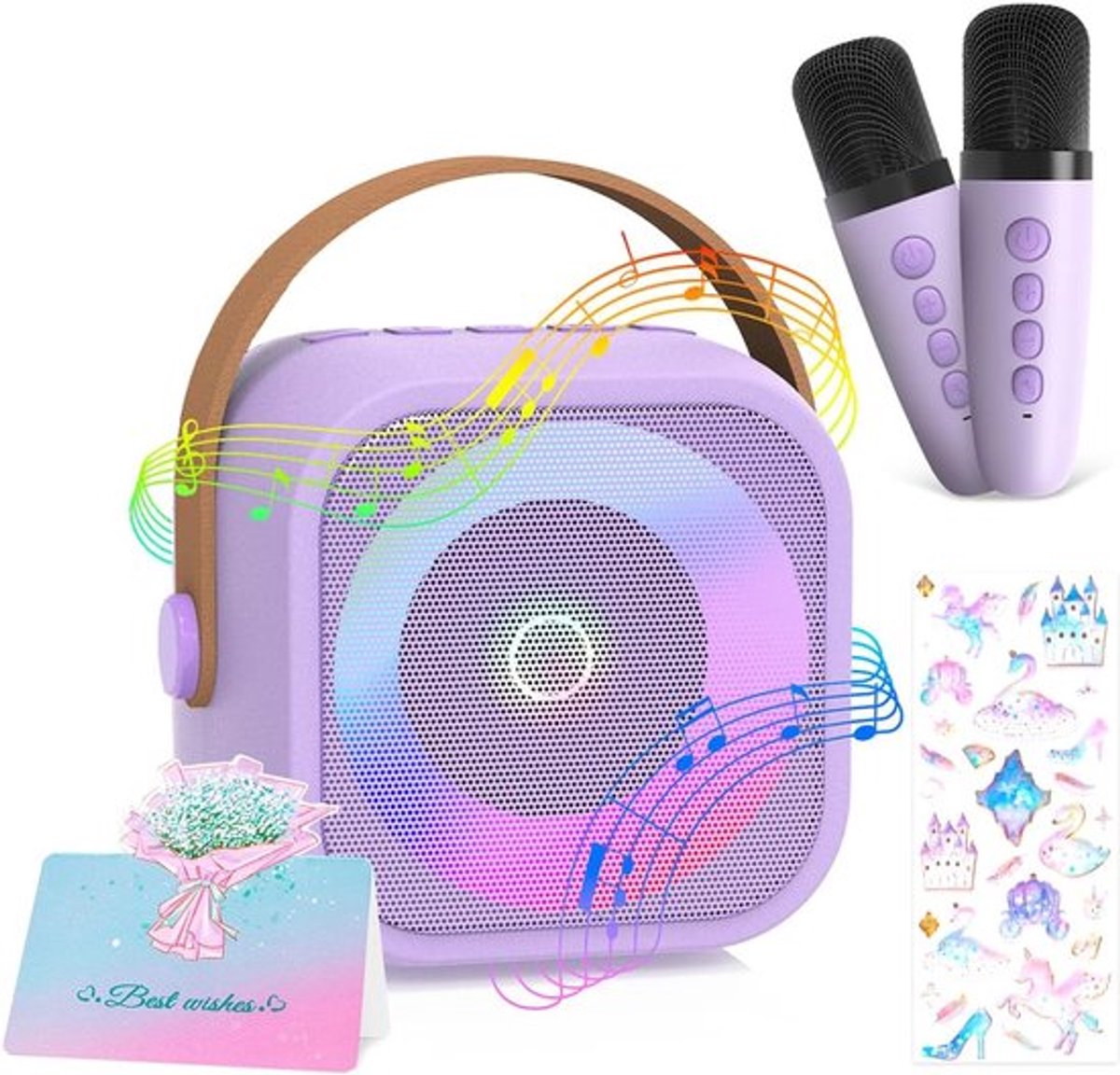SnelShoppen - Microfoon Karaoke Toys - Bluetooth Karaoke Machine met 2 Draadloze Microfoons voor Kinderen - Mini Karaoke Set voor Meisjes 3-12 Jaar -