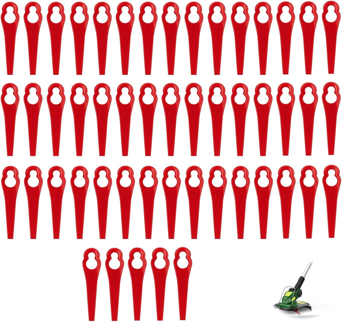 SnelShoppen - 50 PCS PA6 Vervangende Mesjes Set voor Trimmer, Geschikt voor GE-CT 18 Li, Duurzame Plastic Mesjes, Ideaal voor Tuinonderhoud, Vervangin