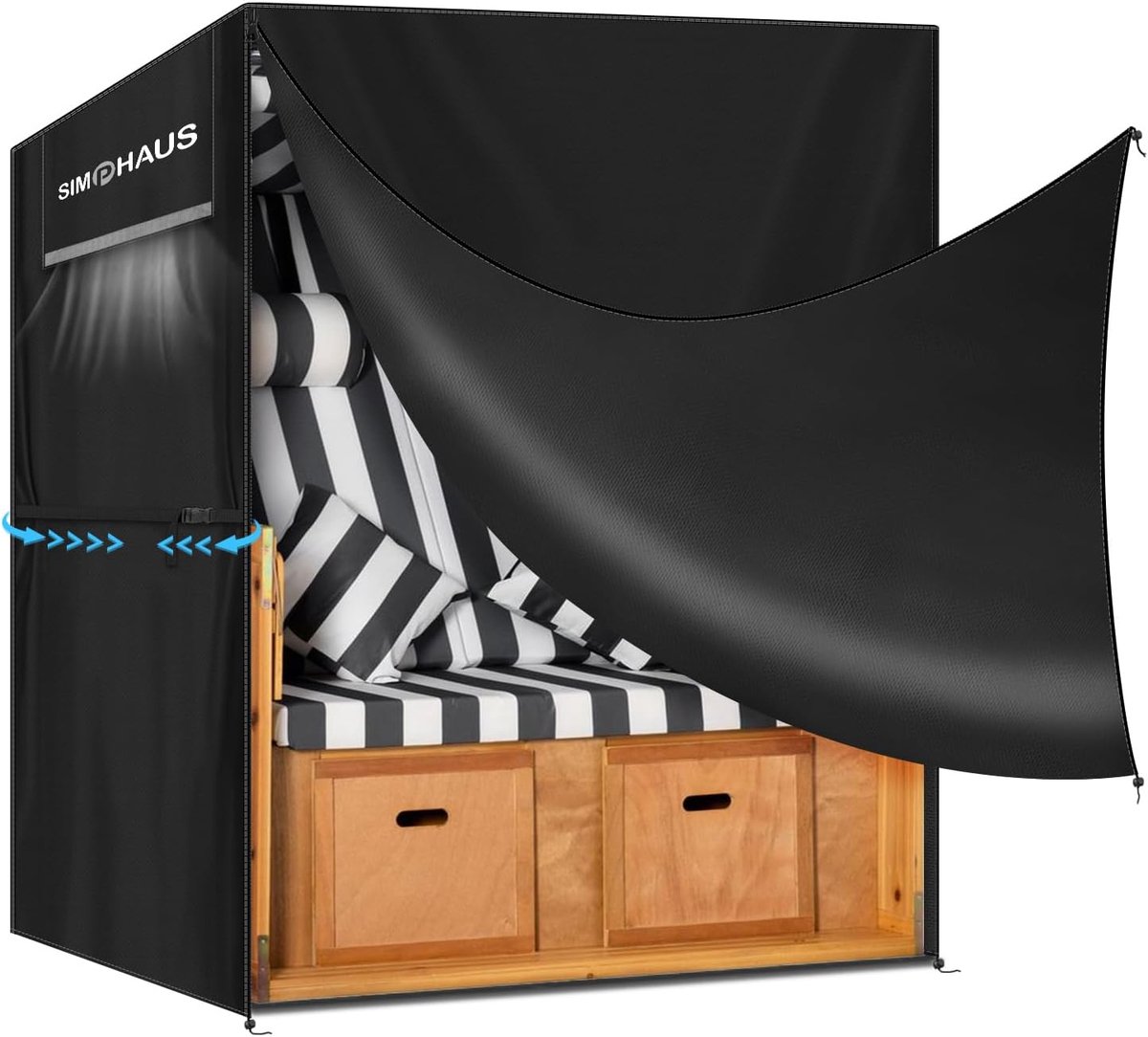 SnelShoppen - Beach Chair Protective Cover - Waterdichte Bescherming voor Strandstoelen - 420D Oxford - Zipper Sluiting - Wind- en Winterproof - 155x9