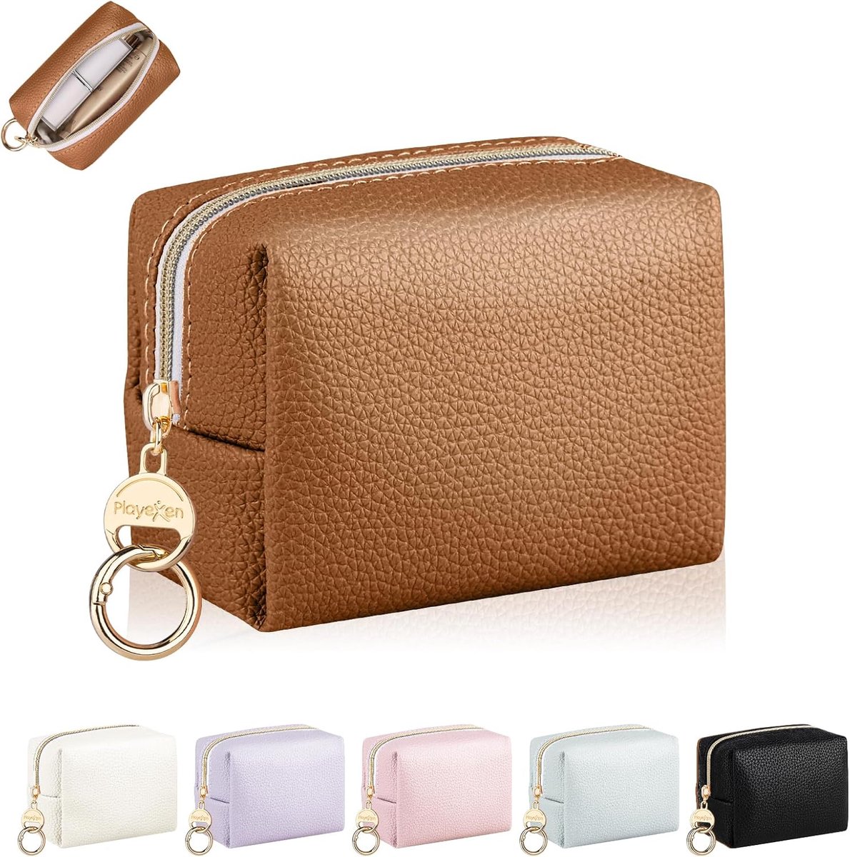 SnelShoppen - Mini Makeup Bag - Kleine Makeup Tas voor Vrouwen - Waterdichte PU Leren Cosmetica Case - Portable Reisset voor Verjaardag en Kerst - A-m