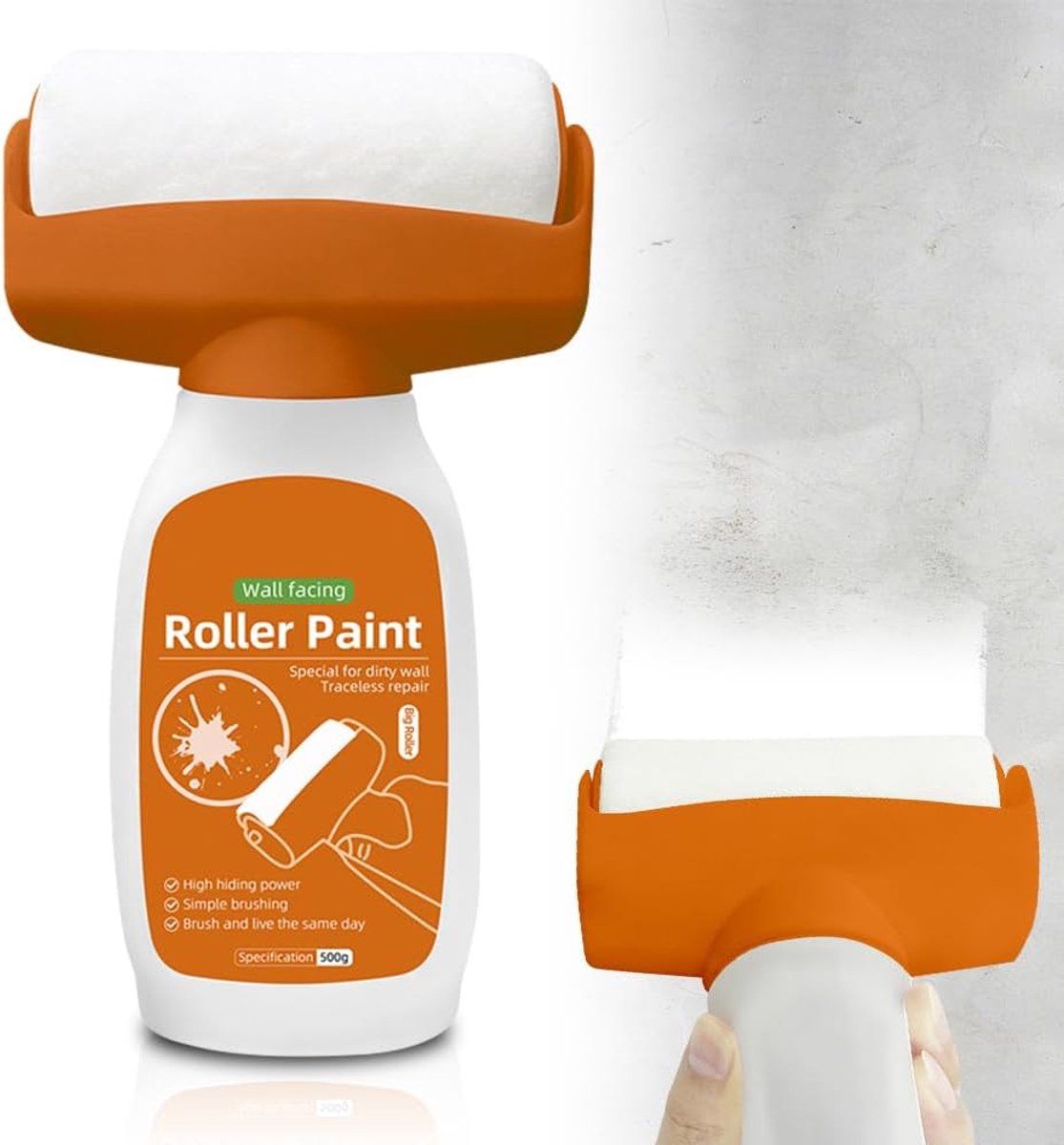 SnelShoppen - Wandverf Reparatie Wit 500g - Muurverf Roller met Reparatiepasta - Perfect voor Graffiti, Krassen en Beschadigde Muren