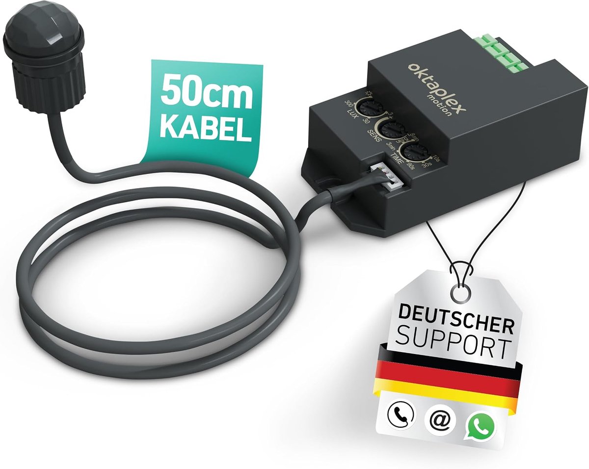 SnelShoppen - Bewegingssensor 360° voor Binnen en Buiten, IP65, Inbouw, 6 m Bereik, Wit, Met 50 cm Aansluitsnoer, Perfect voor Tuin, Camping, Feest