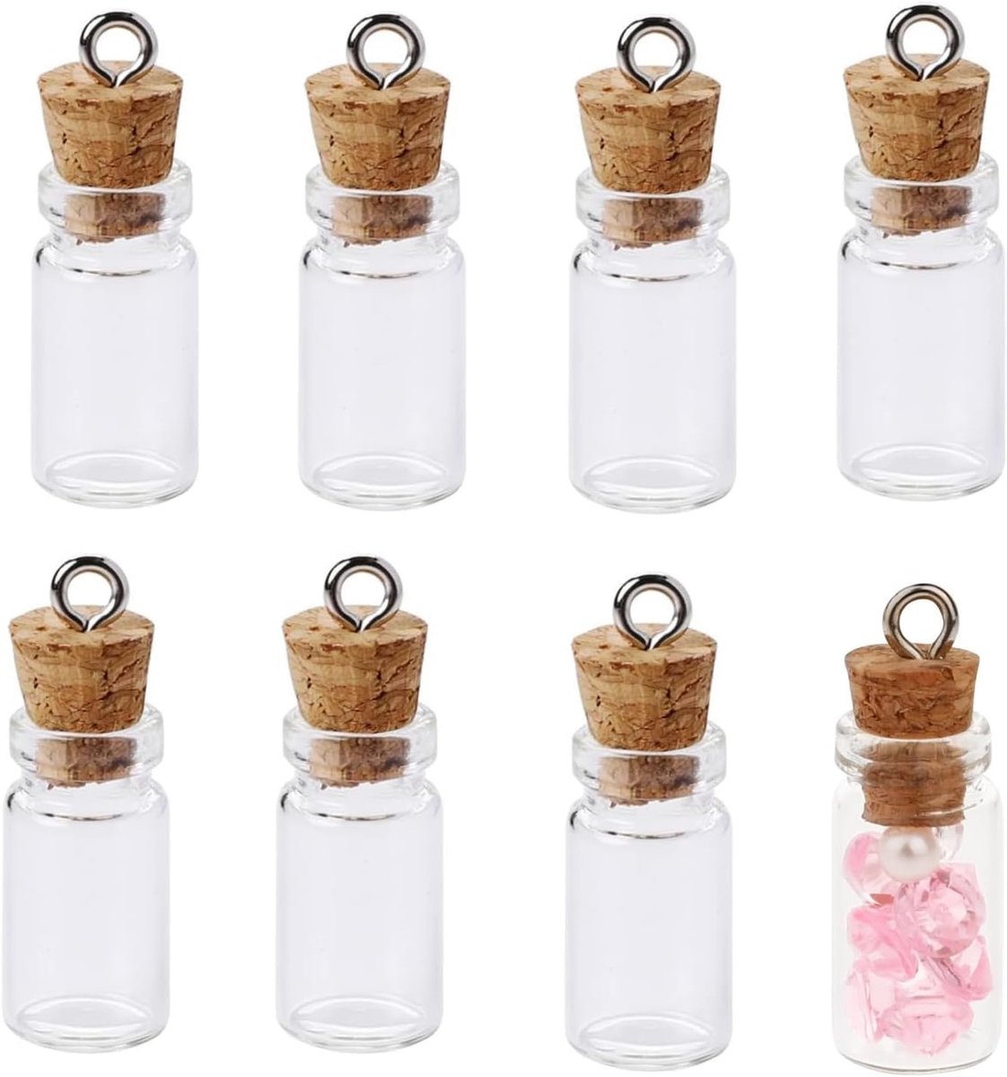 SnelShoppen - 20 Stuks Kleine Glazen Flessen met Kurk, DIY Wish Flessen, Perfume Flessen voor Trouwen, Feestversiering, 10x18mm