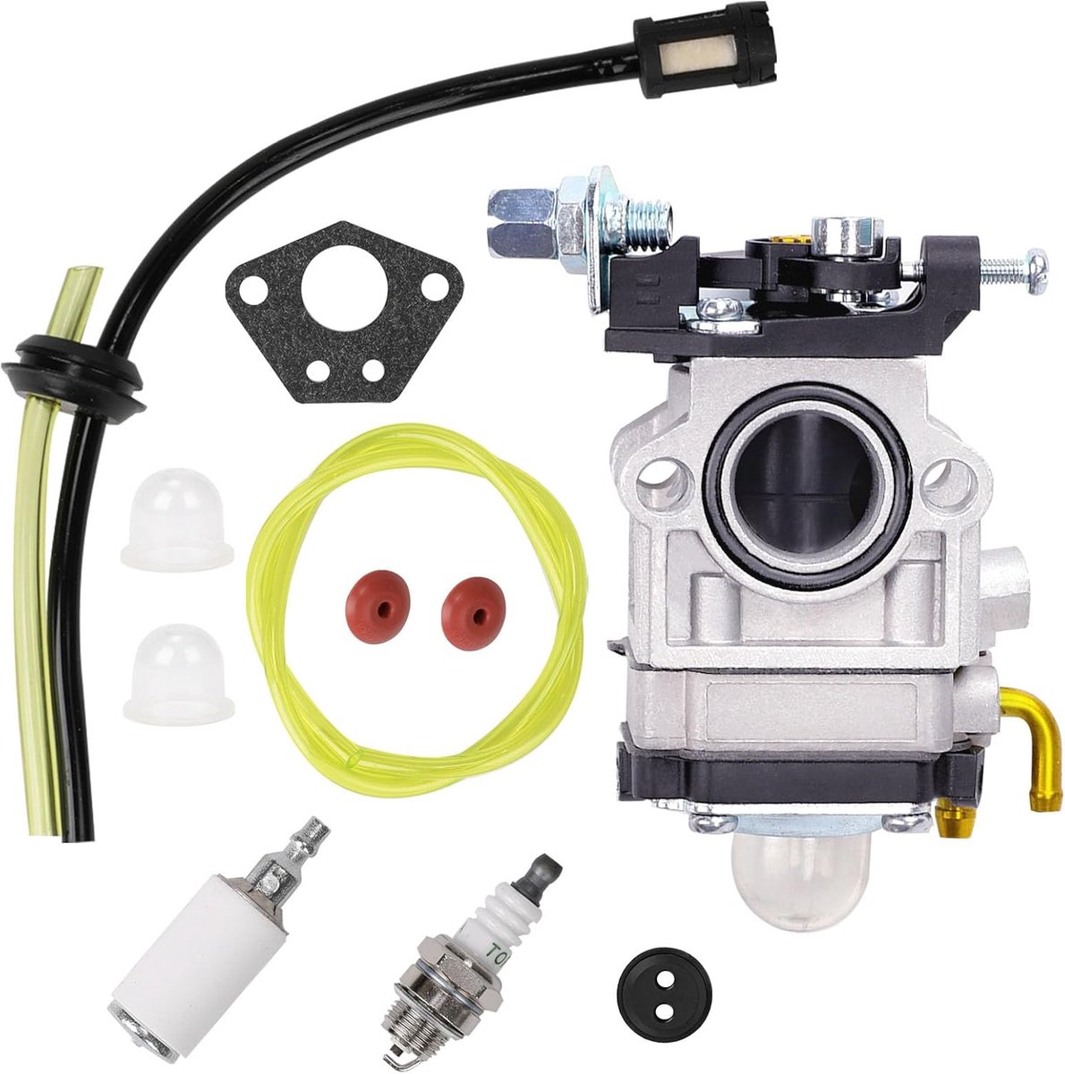 SnelShoppen - Carburetor voor Bosmaaier, 52 cc, 49 cc, 43 cc, Compleet Accessoire Set voor Grasmaaiers, Bosmaaiers en Kettingzagen, Duurzaam en Betrou