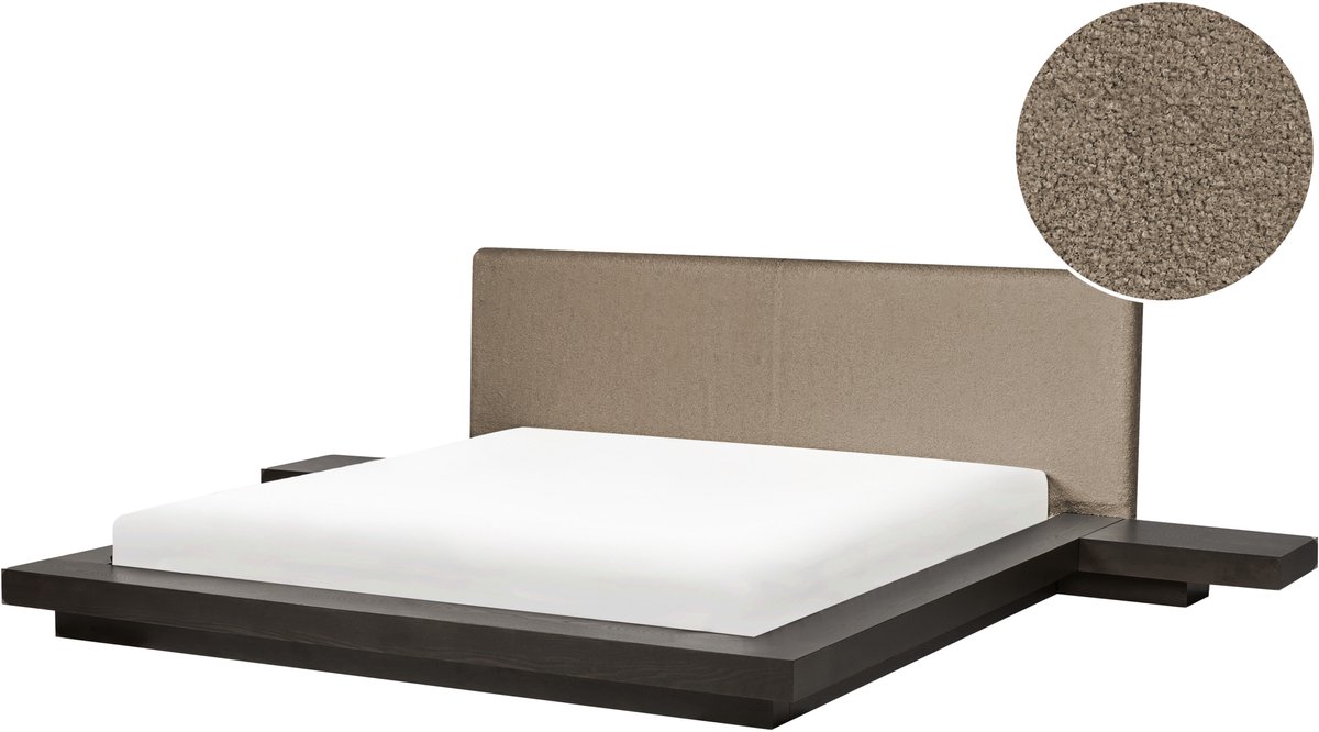 ZEN - Tweepersoonsbed - Donkerbruin/Taupe - 180 x 200 cm - MDF