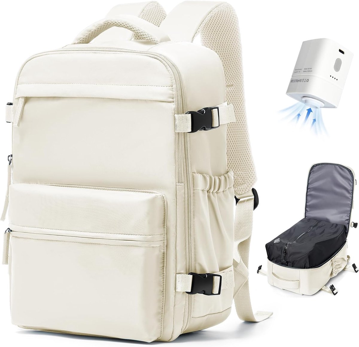 SnelShoppen - Vacuum Backpack Carry-on Luggage 40x30x20 - Reisrugzak met Pomp - Goedkeuring Handbagage Easyjet 45x36x20 - Waterdichte Koffer voor 14 i