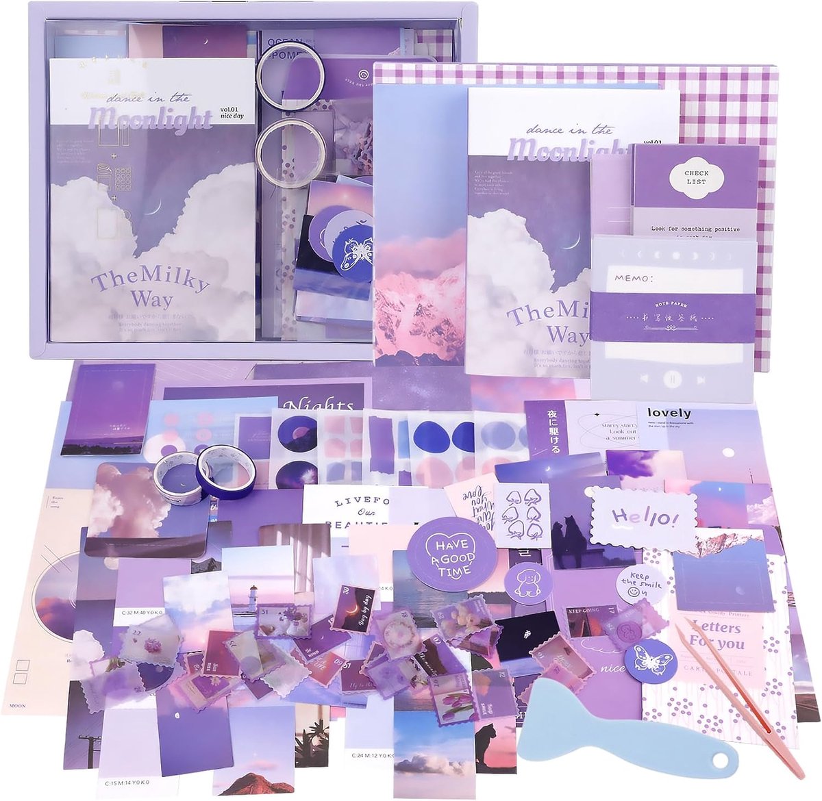 SnelShoppen - 348-delige Scrapbooking Accessoires Set, Vintage Aesthetic Retro Stickers, Hoogwaardige Papieren, A6 Notitieboek en DIY Foto Album Tools