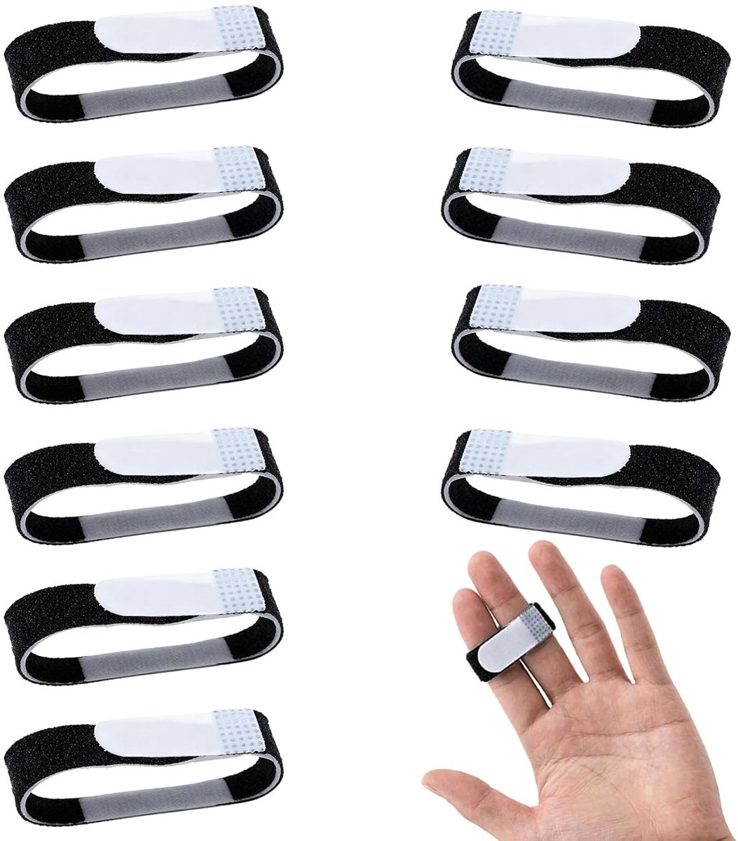 SnelShoppen - 10 Stuks Finger Splint Verstelbare Vingerbrace Trigger Finger Spalk Buddy Lussen voor Index, Midden en Ringvinger - Sportbescherming, El
