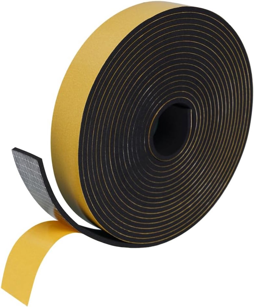 SnelShoppen - Zelfklevende Foam Tape voor Deuren en Ramen, 25mm x 3mm, 10m, Rubber Sealing Tape, Geluidsisolatie, Weerbestendig, Wit