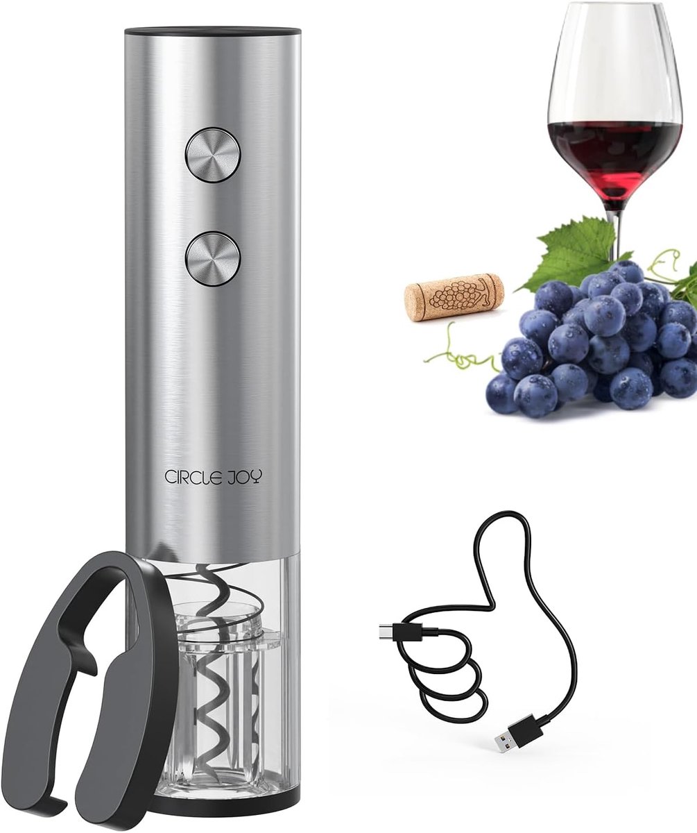 SnelShoppen - Elektrische Wijnflesopener met Foil Cutter, Oplaadbaar, LED Licht, Automatische Kurkentrekker voor Feest, Thuis, Camping, Compact en Dra