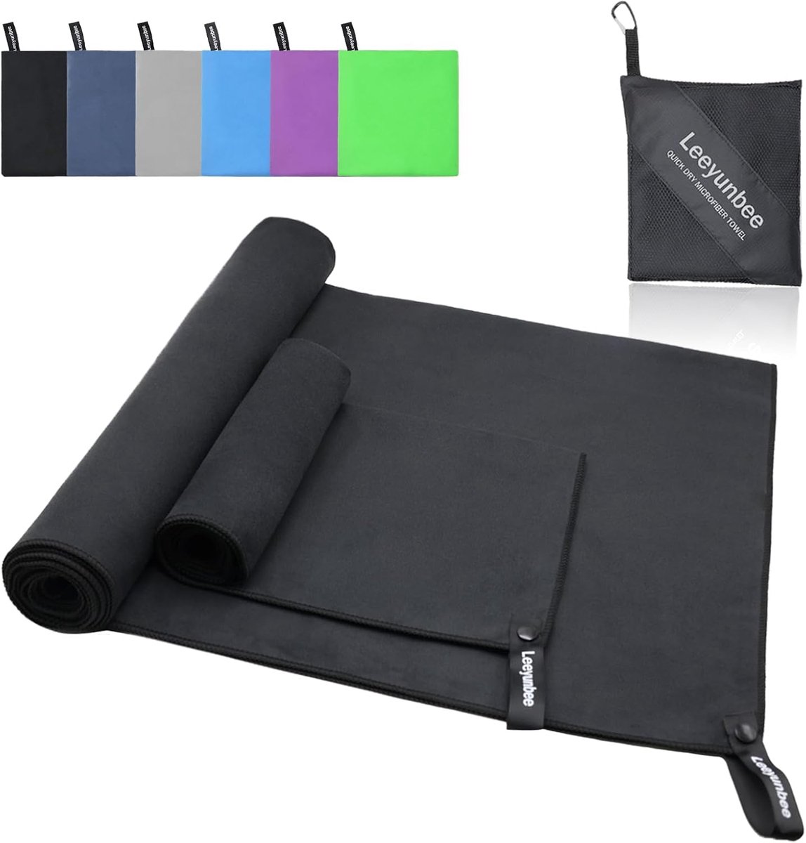 SnelShoppen - Microfibre Handdoek Set van 2 - Grote Badhanddoek 160 x 80 cm + Kleine Handdoek 80 x 40 cm - Sneldrogende Sporthanddoeken, Compacte Micr