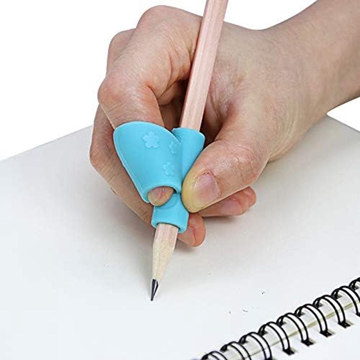 SnelShoppen - Pencil Grip Training Kids - Links & Rechts Handig - Schrijfhouding Correctie Tool - 34mm - Blauw - Voor Kinderen - Potlood Grip & Gummet