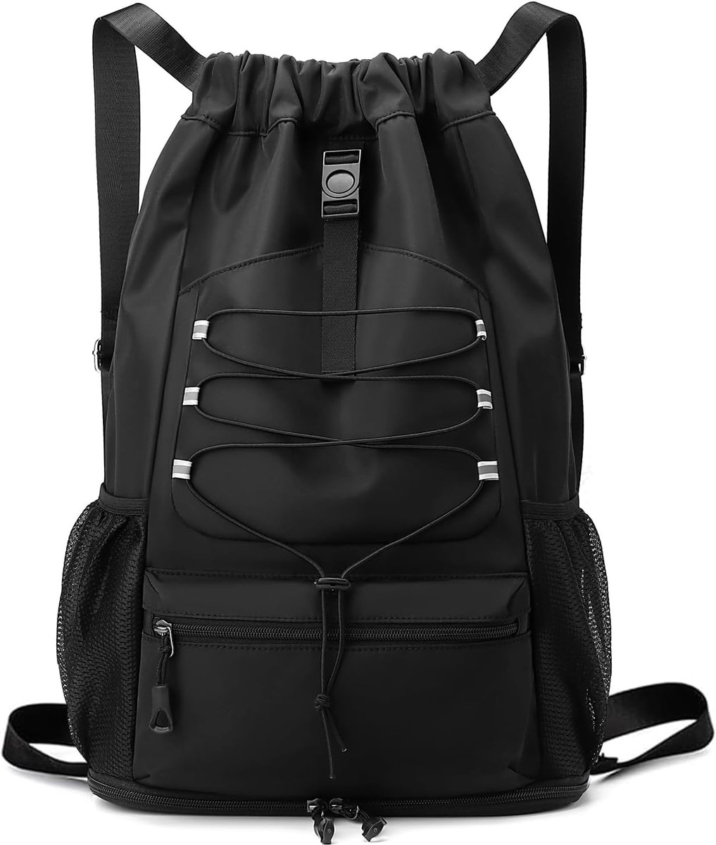 SnelShoppen - Turnbeutel Kordelzug Rucksack, Grote Capaciteit Sportbeutel, Waterproof Nylon Gymtas, Verstelbare Tunnelzak voor Dames en Heren, Sportta