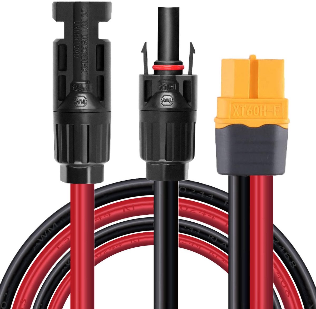 SnelShoppen - Solar Cable 10 AWG XT60 Adapter 6 mm2 - 0.6 m - Duurzaam en Hoogwaardige Solar Plug Kabel - Compatibel met Ecoflow en Bluetti Power Stat