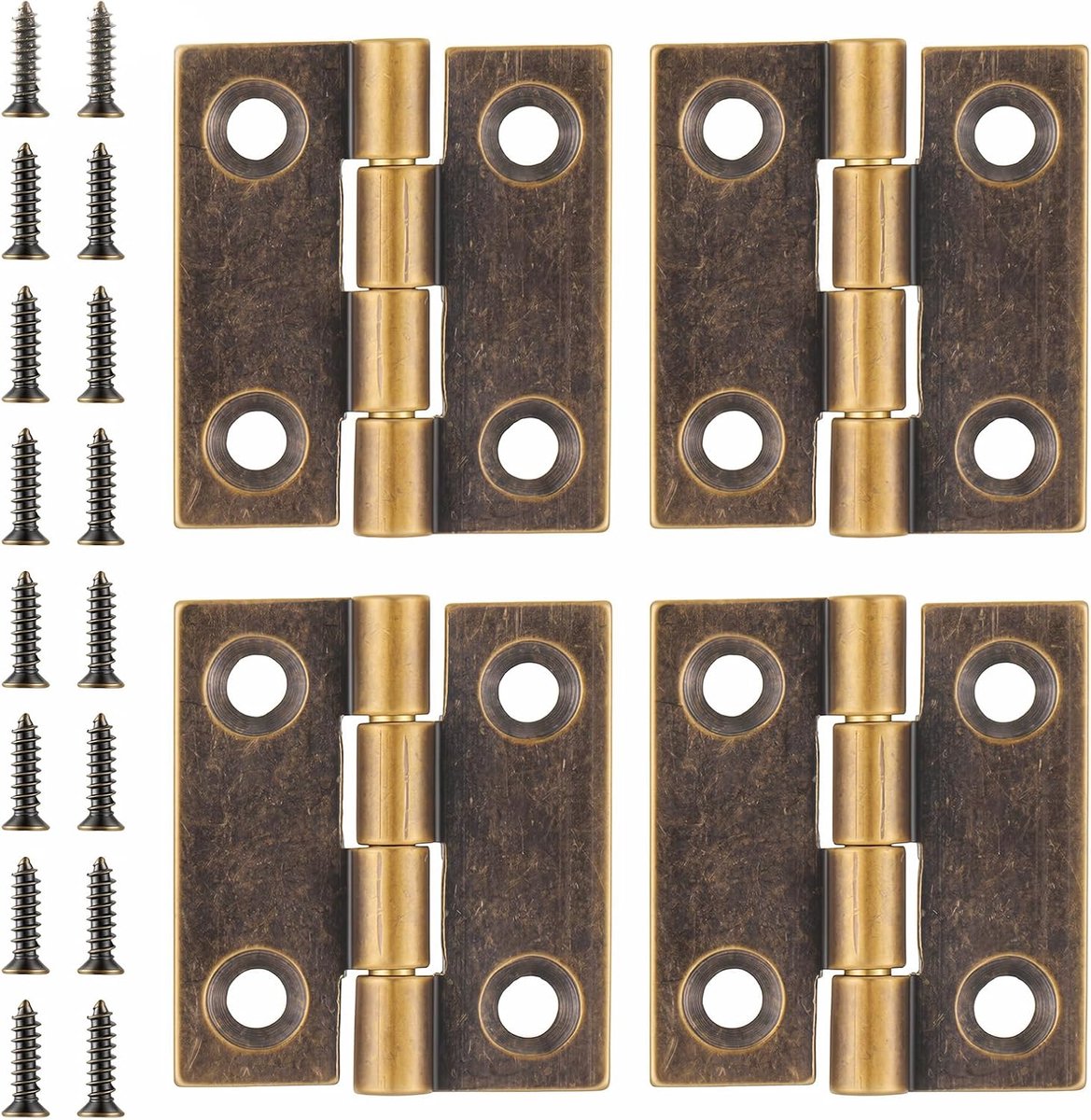 SnelShoppen - 4x Mini Brass Scharnieren 25x22mm Antieke Bronzen Hout Hinge met Schroeven voor Sieraden, Kasten, Houten Dozen en Meubels