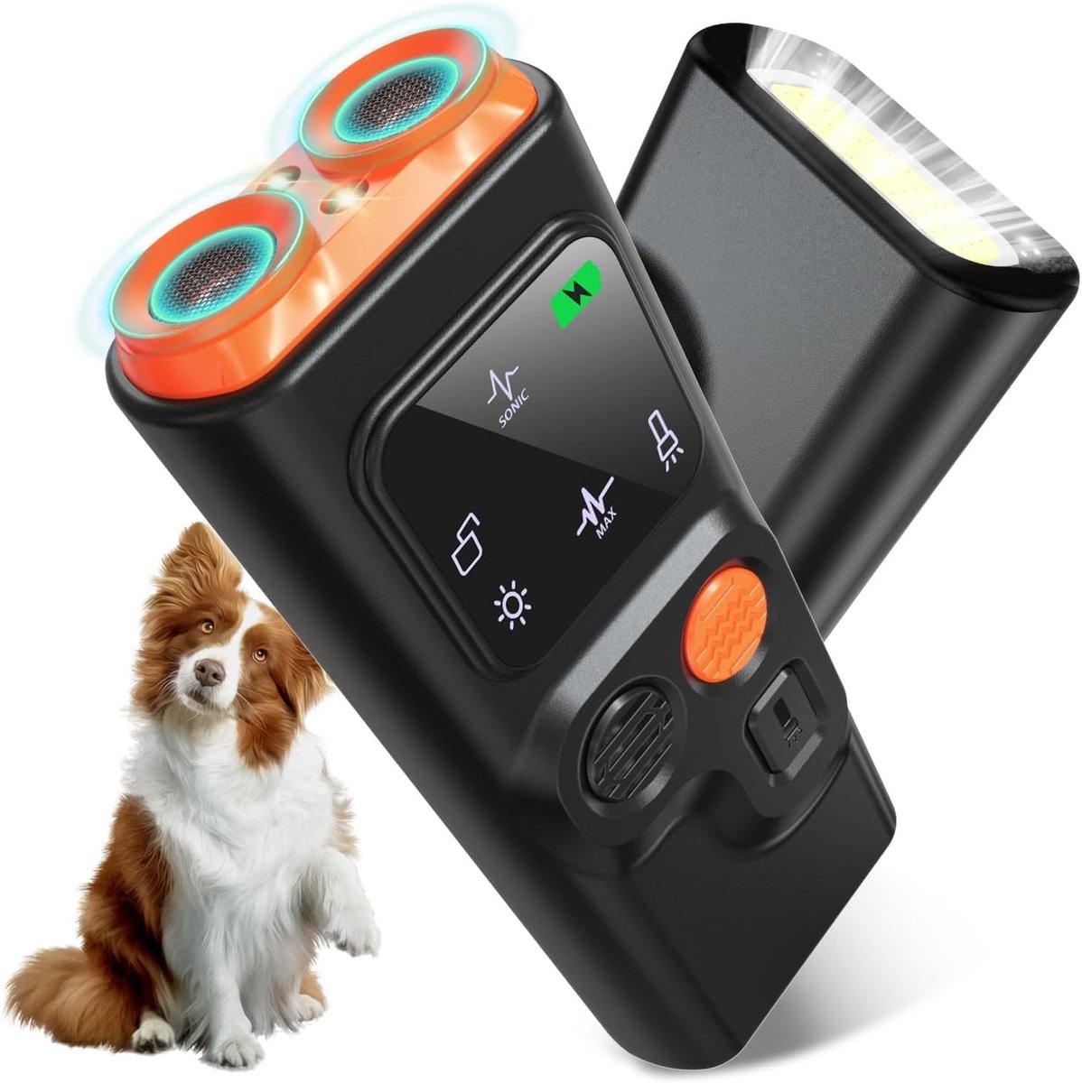 SnelShoppen - Antibell Ultrasonic Device voor Honden, 2 Modi, Anti-Blaffen Apparaat met Stroboscoop, Bereik tot 30 Meter, Draagbaar en Geschikt voor B
