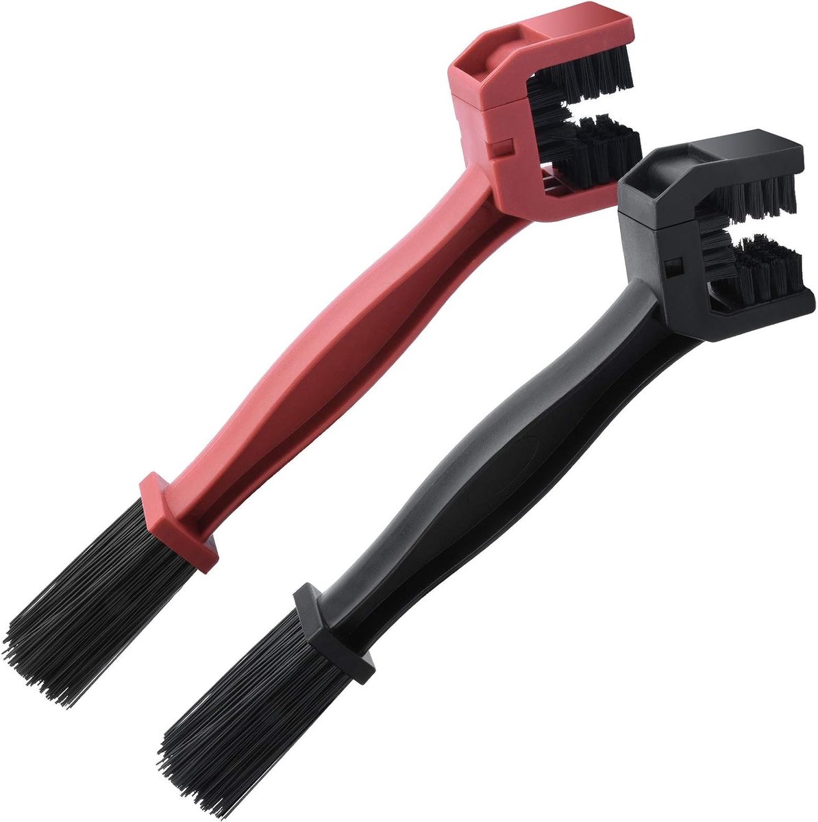 SnelShoppen - Multifunctionele Fietsenreinigingsborstel - 26 cm - Duurzaam en Handzaam - 2 Stuks - Zwart en Rood - Ideaal voor Fiets, Pedalen en Meer