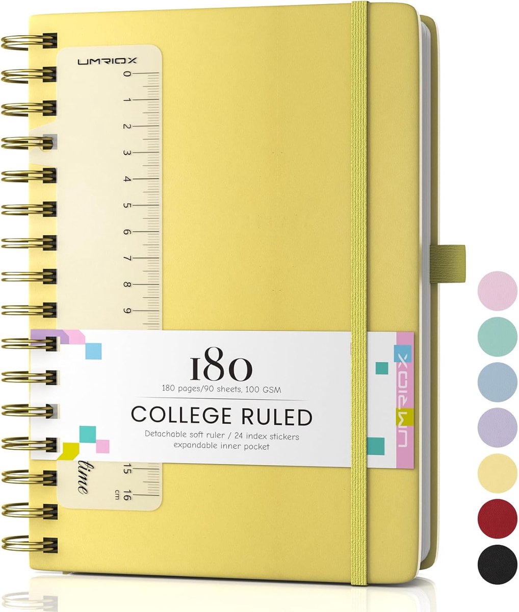 SnelShoppen - A5 Spiral Notitieblok - 180 Pagina's - 100gsm Inktbestendig Papier - Geel - Ideaal voor Volwassenen, College, Conferenties en Reizen - 1