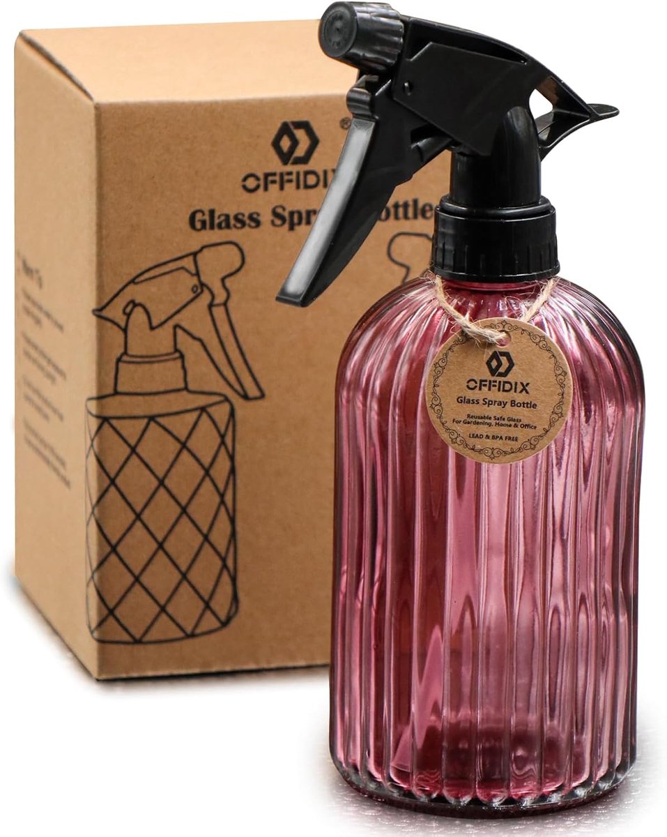 SnelShoppen - Glass Spray Bottle 0.4L - Handheld Pressure Plant Mister met Verstelbare Nozzle, Fuchsia, Perfect voor Tuin, Planten en Schoonmaak