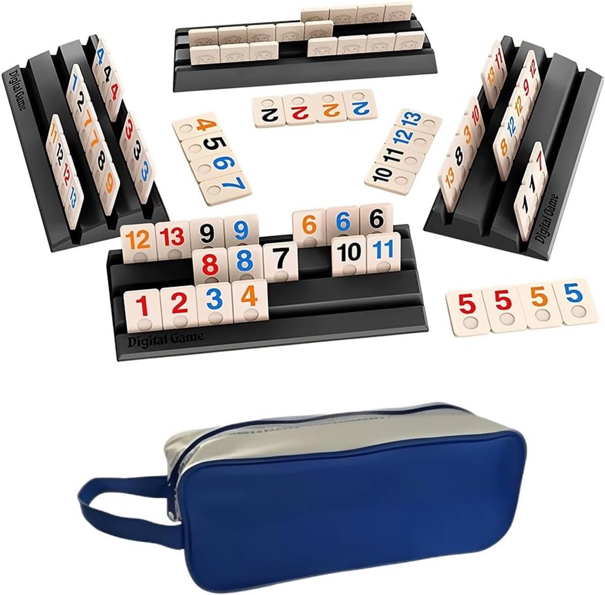 SnelShoppen - Rummy Bordspel voor 2-4 Spelers, Strategisch Bordspel met 114 Speelstukken, Houten Trays en Duidelijke Spelregels, Perfect voor Volwasse