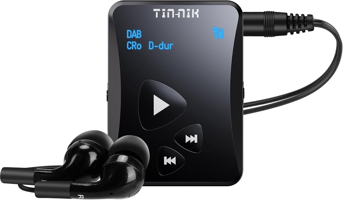 SnelShoppen - DAB/DAB+ FM Radio - Compact en Lichtgewicht Mini Radio met Oplaadbare Batterij, RDS, OLED Display, Perfect voor Sport, Hardlopen, Wandel