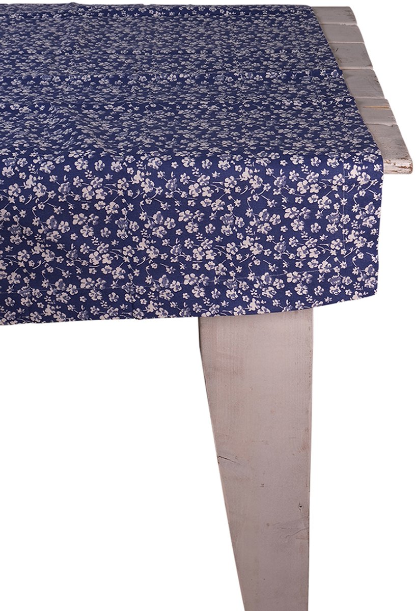 Nina Tafelkleed Textiel blauw wit 100x100cm