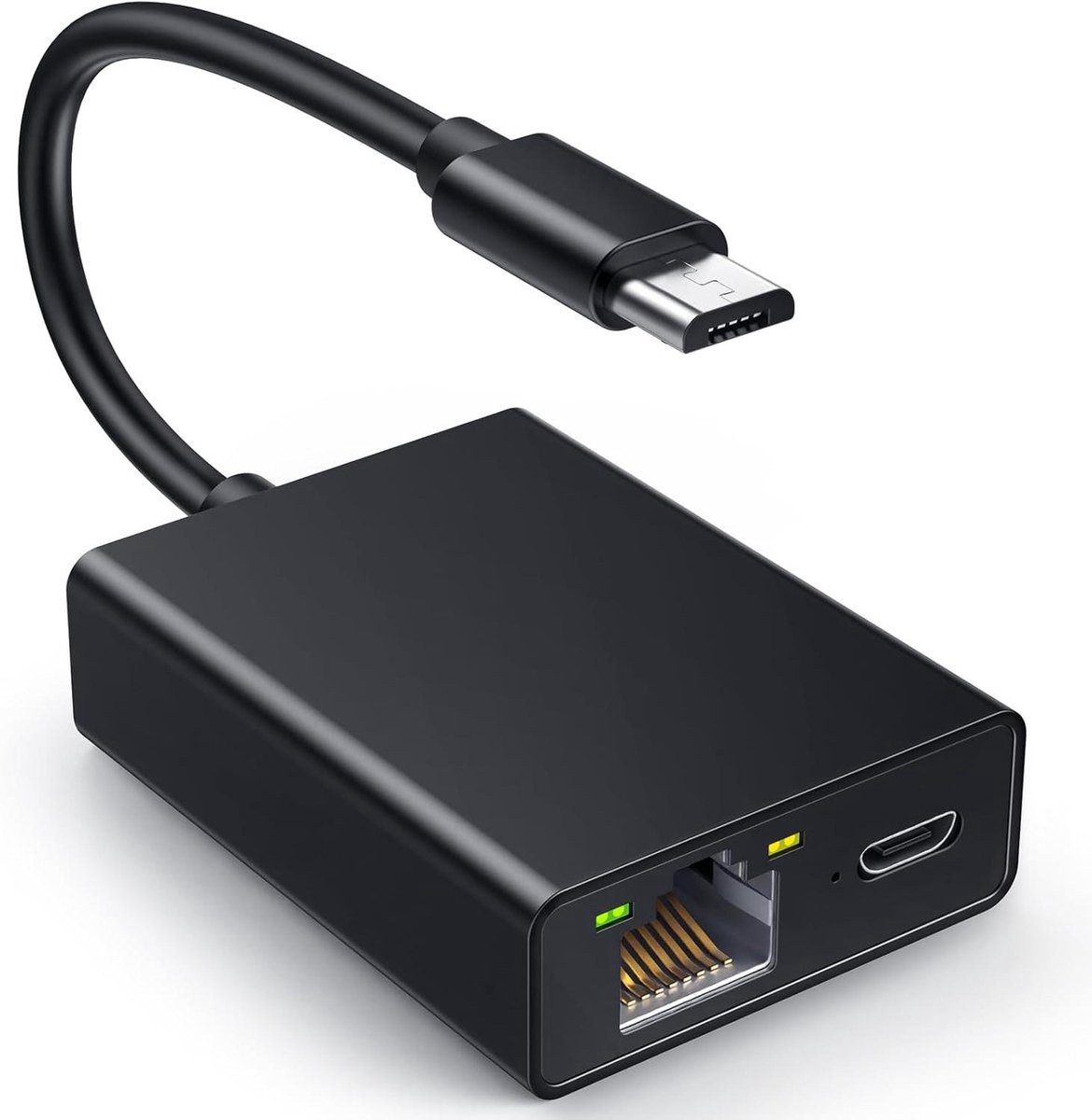 Ethernet Adapter - Netwerk Adapter - Stabiel Internet - Micro-USB Poort - 25 x 20 x 8 cm - Wit