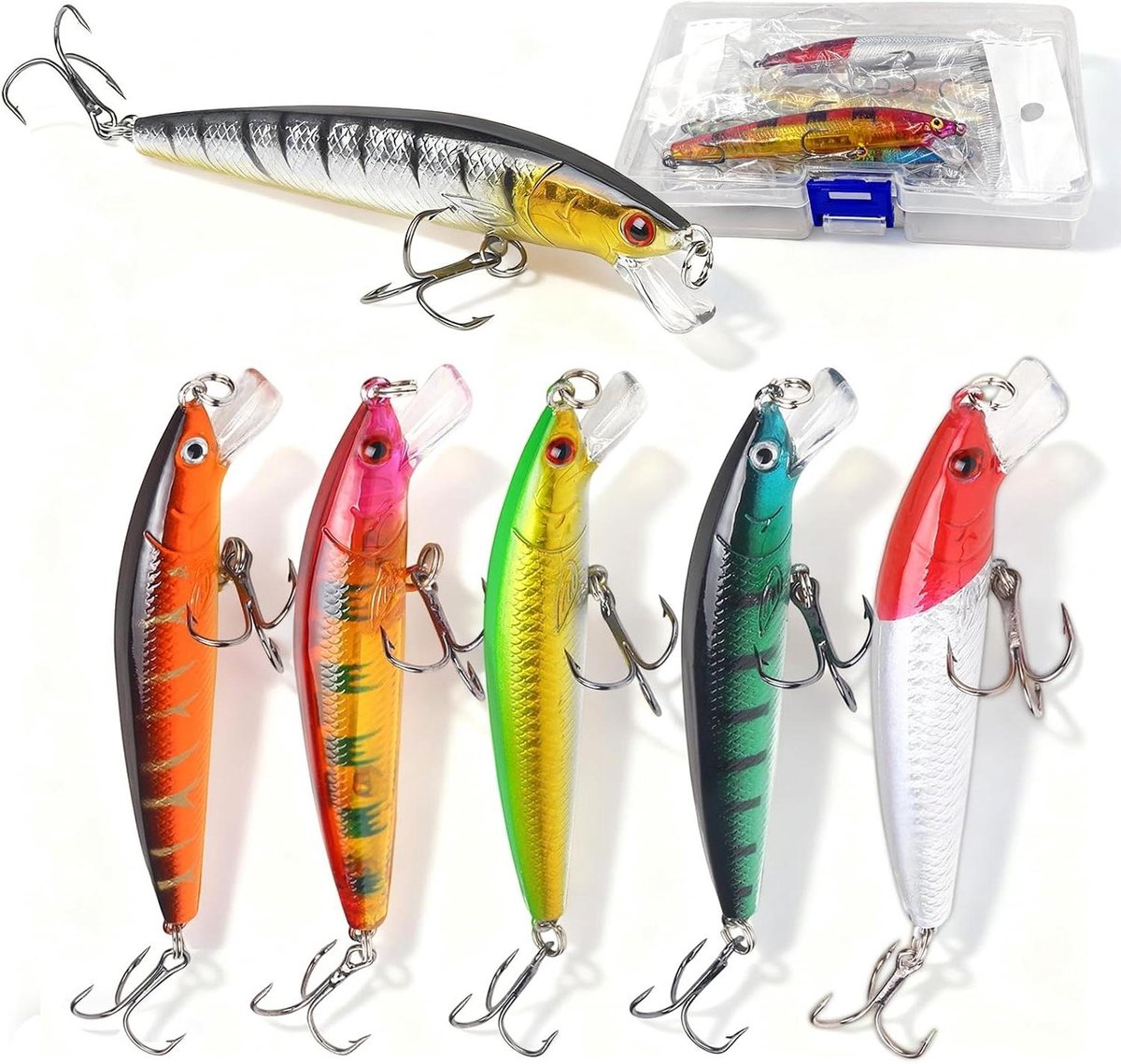 Wobbler Set - Kunstaas Vissen - Roofvis Vangen - Levendige Zwemactie - 11 cm 6 Stuks - Multicolor