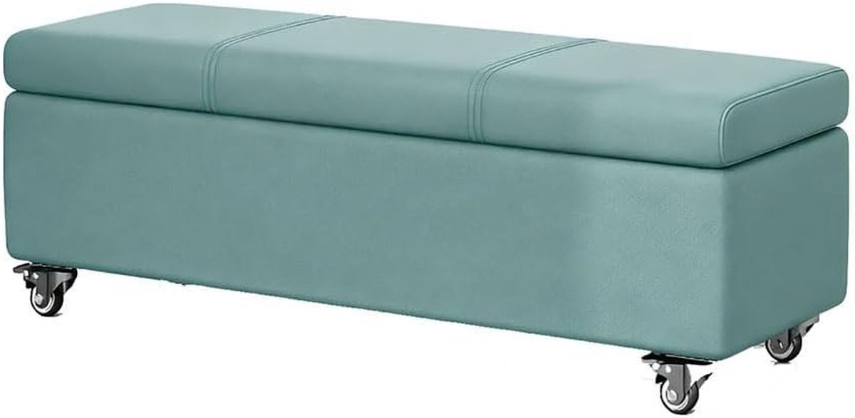 Opbergbankje Krukje - Voetenbankje Hocker - Extra Zitplaats - Verborgen Opbergruimte - 40x40x40cm - Groen