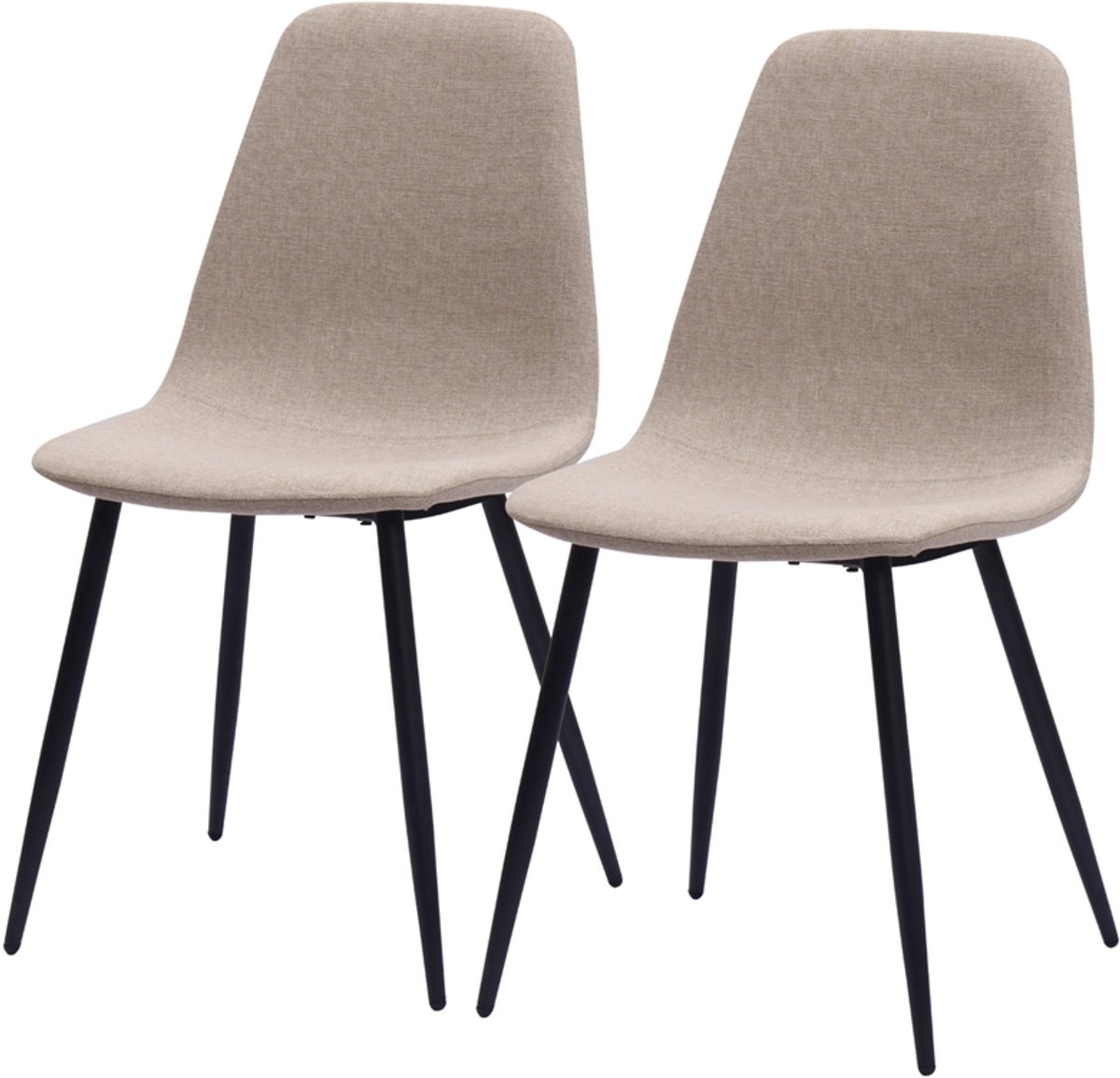 Pugsdrly Minimalistische eetkamerstoelen van stof en metaal – beige/lichtbeige, set van 2