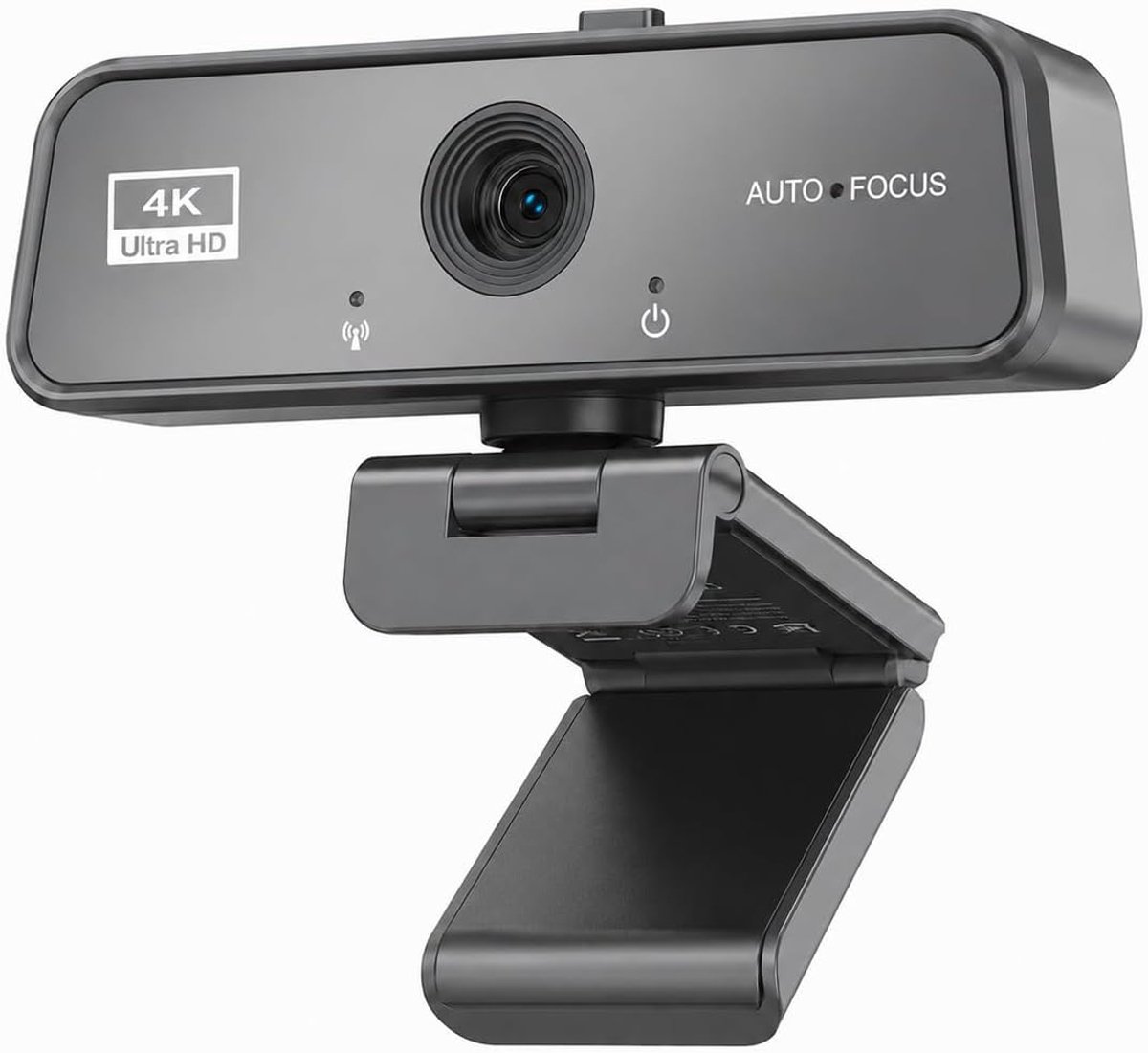 SnelShoppen - 4K UHD webcam met ruisonderdrukkende microfoon en autofocus - streamingcamera voor Youtube, Twitch, Zoom - Plug and Play, grijs, compati