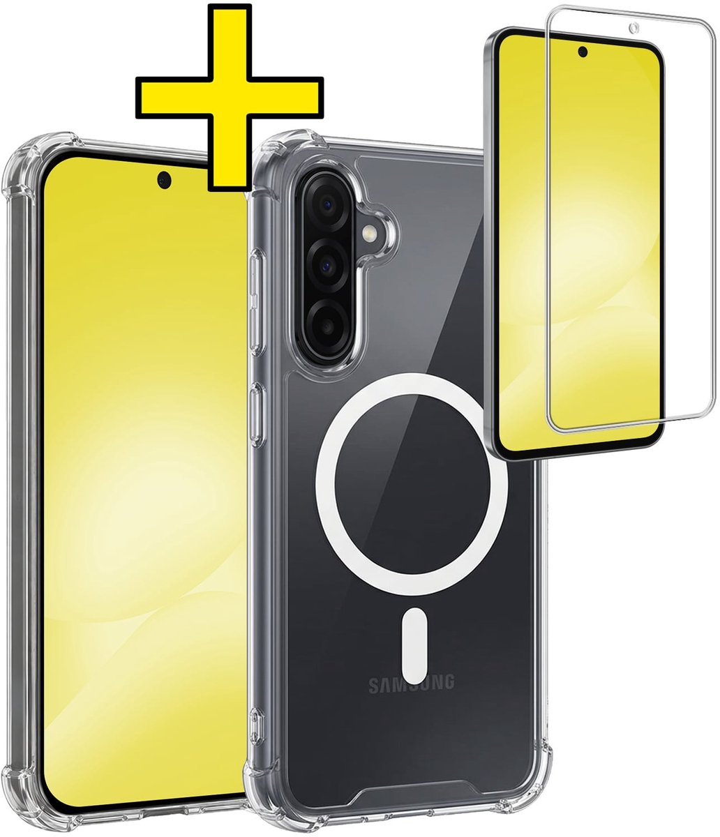Hoesje - Met Screenprotector - Geschikt voor Samsung Galaxy A56 - Magsafe Compatible - Sterk & Shockproof - Back Cover - Shock Proof Case - Telefoon Hoes - Telefoonhoesjes - Transparant