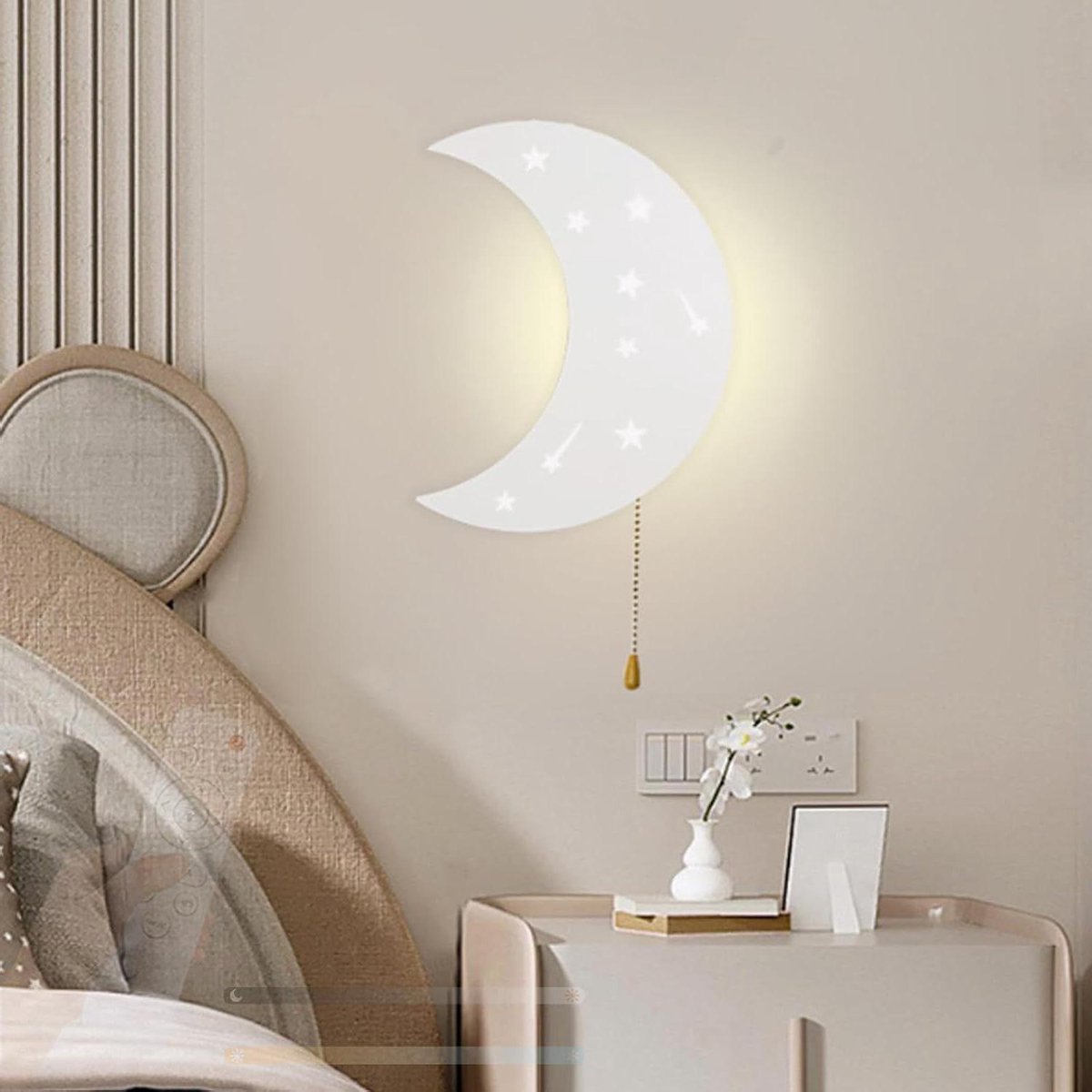 Led Wandlamp - Maanlamp Decoratie - Sfeerverlichting Creëren - Dimbare Kleurtemperatuur - 30x25x5 cm - Wit