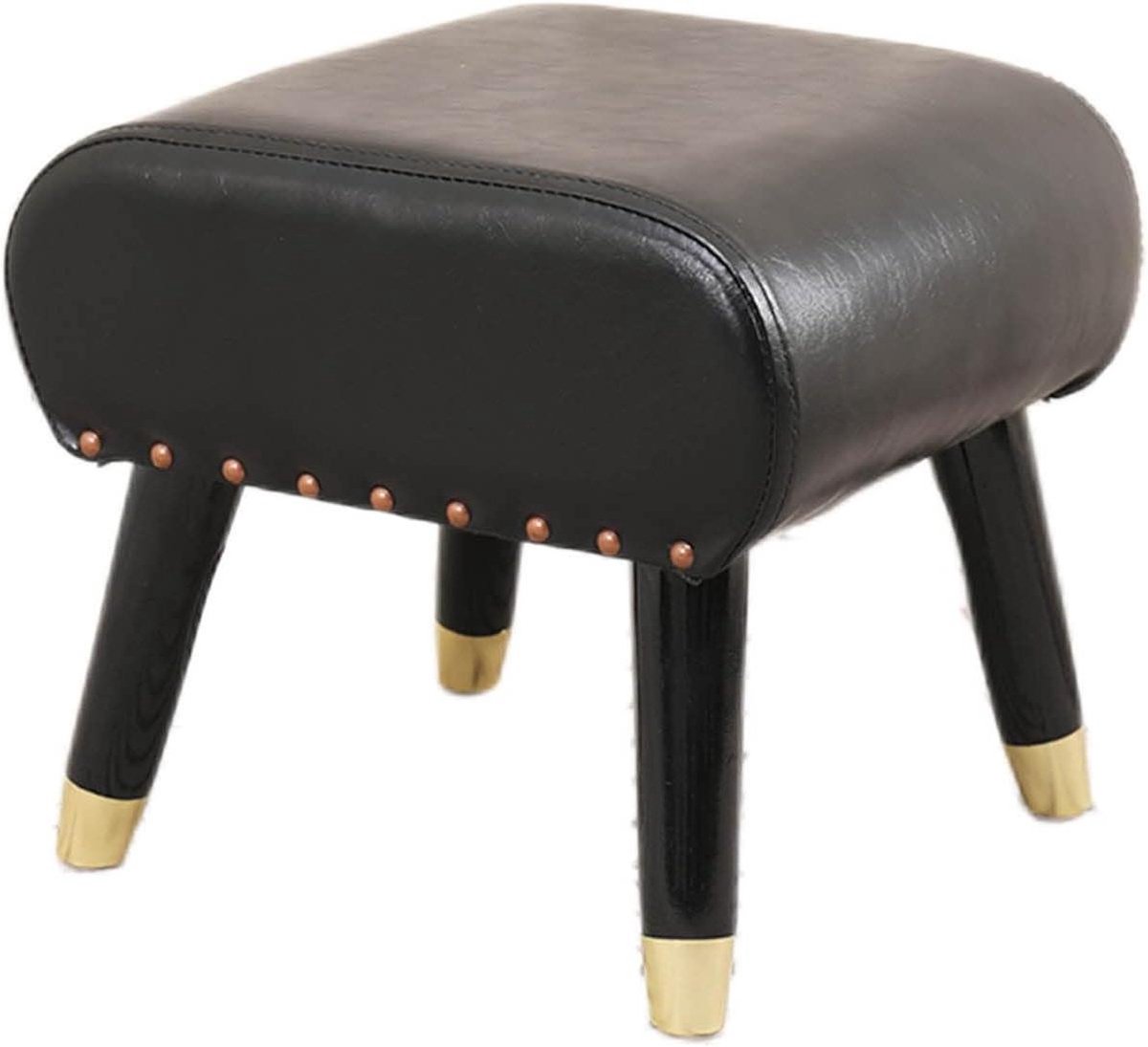 Voetenbankje Pouf - Ottomaan Krukje - Voeten Rusten - Stabiele Houten Poten - 36x36x40cm - Geel