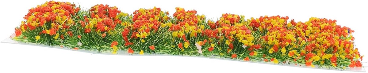 Kunstgras Bloem Clusters - Miniatuur Gras Decoratie - Modelbouw Landschap - Realistische Textuur - 10.5x5.5CM - Oranje