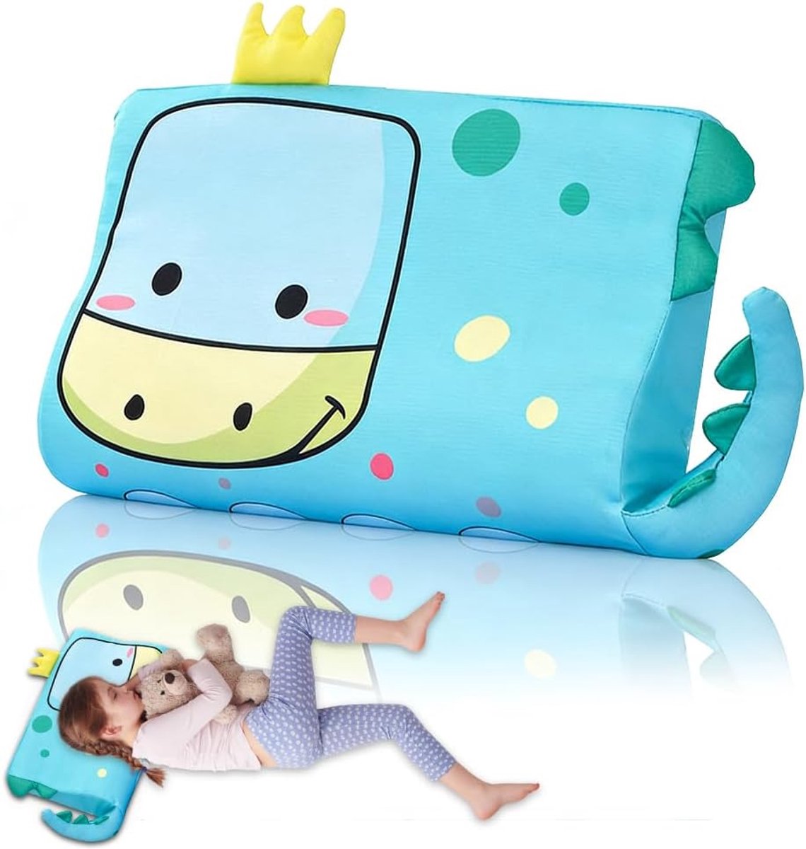 SnelShoppen - Calmly Kussen 45 x 27 x 6 cm, Ergonomisch Kinderen Kussen, Ademend Traagschuim Kussen, Unieke Dieren Design voor Diepe Slaap, Kinderkuss
