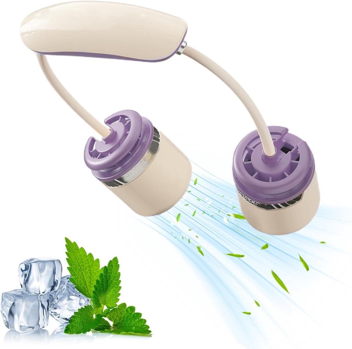 Draagbare Nekventilator - Persoonlijke Ventilator - Handsfree Koeling - Dubbele Turbine - 19.5 cm - Paars