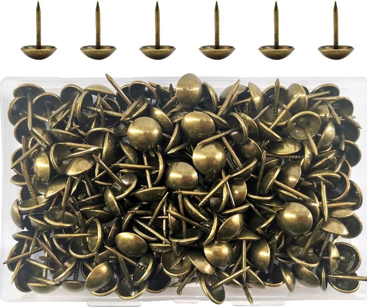 200 Stuks Metalen Ronde Kop Spijkers voor Meubels, Stoffering en Decoratie – Vintage Afwerking voor Stoelen en Bedden