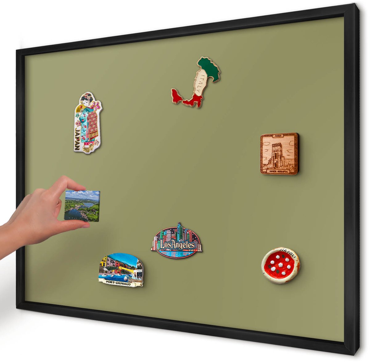 Artprintcave Geel Magneetbord mit Zwart Frame - 70x50 cm - Groen Gras Magneet Bord mit Frame - Minimalist Memobord Keuken - Achtergronden En Patronen