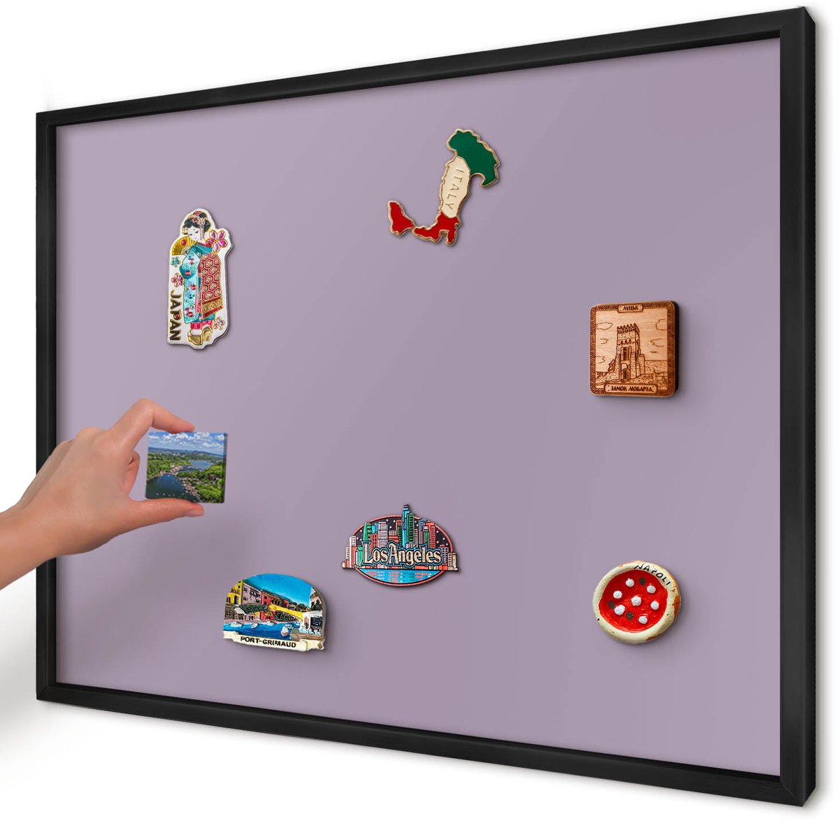 Artprintcave Paars Magneetbord mit Zwart Frame - 70x50 cm - Lila Paars Notitiebord - Minimalist Magneetbord Voor Keuken - Achtergronden En Patronen