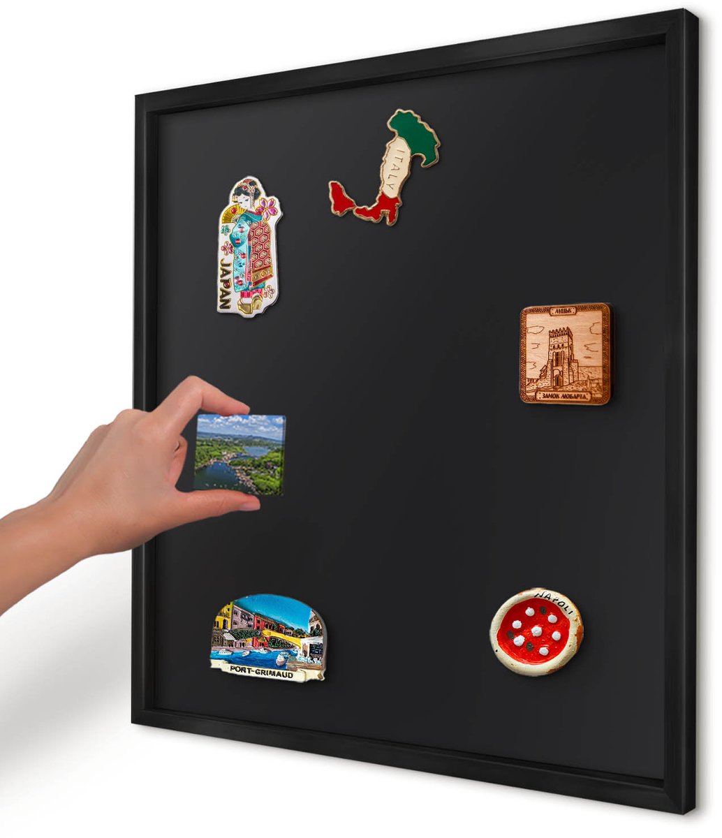 Artprintcave Zwart Magneetbord mit Zwart Frame - 50x50 cm - Zwart Magnetisch Bord Voor Magneten - Minimalist Magneetbord Voor Foto's - Achtergronden En Patronen