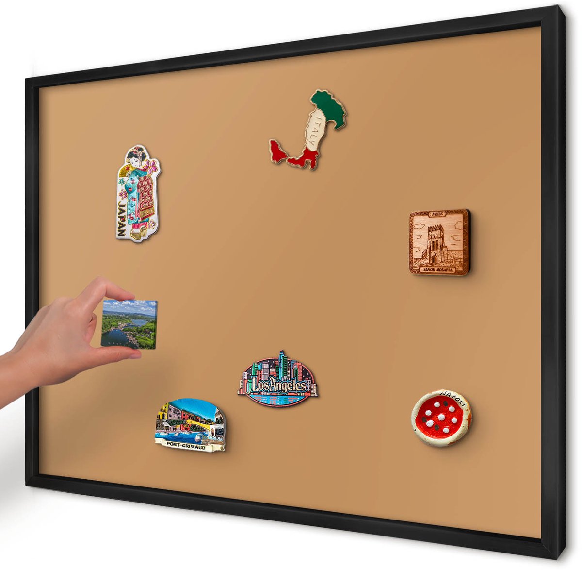 Artprintcave Oranje Magneetbord mit Zwart Frame - 70x50 cm - Doffe Oranje Memobord Keuken - Minimalist Wandbord Magnetisch - Achtergronden En Patronen