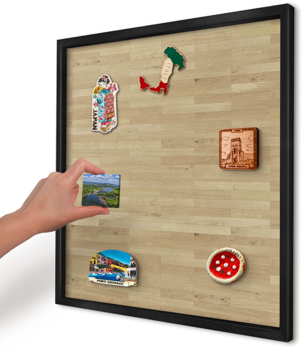 Artprintcave Beige Magneetbord mit Zwart Frame - 50x50 cm - Houtstructuur Magneetbord Voor Keuken - Minimalist Bord Voor Magneten - Texturen