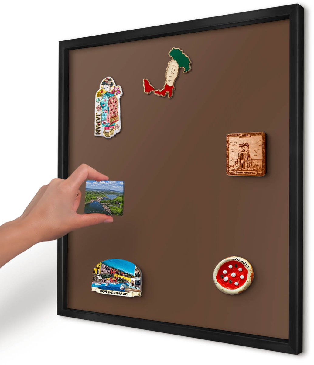 Artprintcave Bruin Magneetbord mit Zwart Frame - 50x50 cm - Kastanjebruin Bord Voor Magneten - Minimalist Magnetisch Bord Voor Magneten - Achtergronden En Patronen