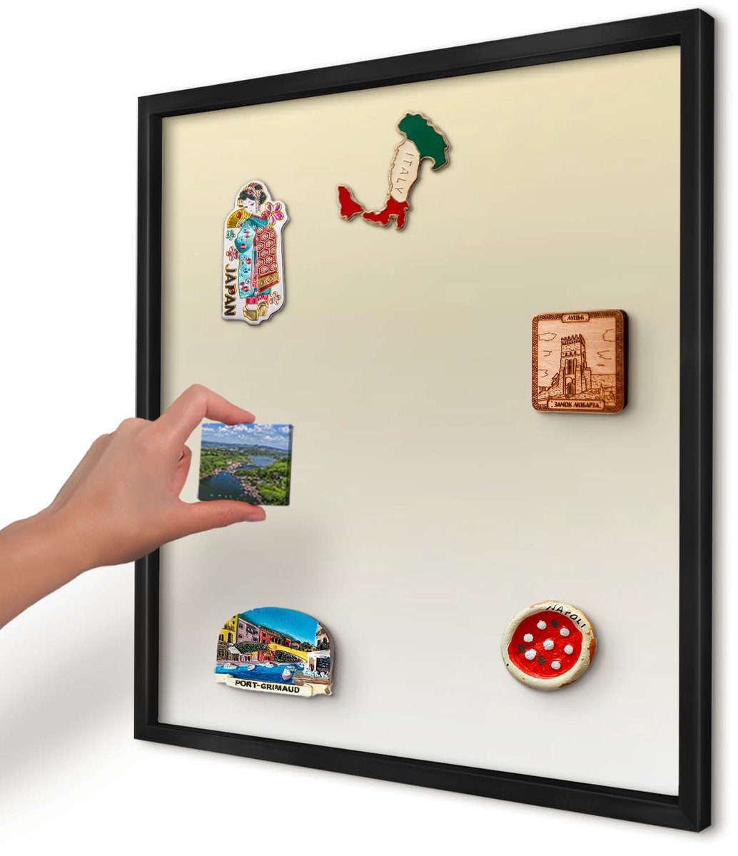 Artprintcave Beige Magneetbord mit Zwart Frame - 50x50 cm - Crèmekleurige Overgang Magneetbord Voor Foto's - Minimalist Magnetisch Bord - Achtergronden En Patronen