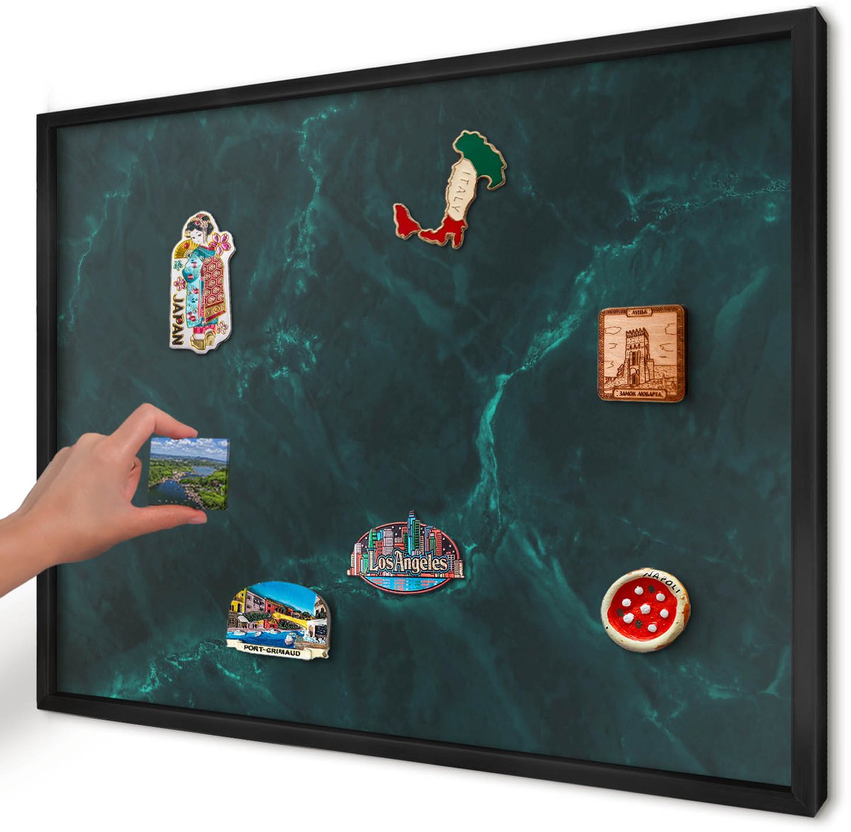 Artprintcave Groente Magneetbord mit Zwart Frame - 70x50 cm - Groene Diepte Wandbord Magnetisch - Abstract Magnetisch Bord Voor Magneten - Texturen