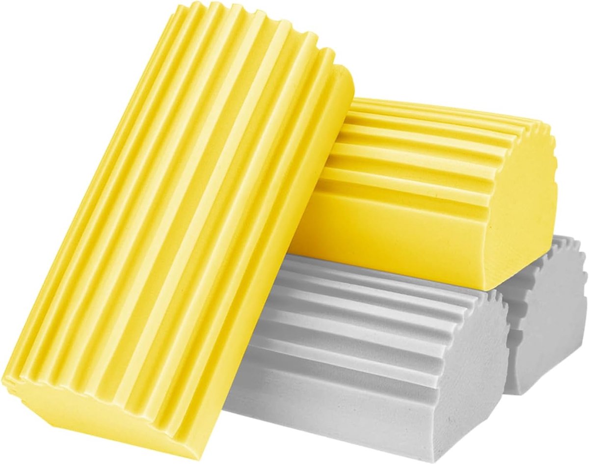 Stofspons, groeven, stofspons, 4 stuks, stofspons met groeven, voor huisjaloezieën, glas, basisplaaten, leuningen, spiegels, ramen