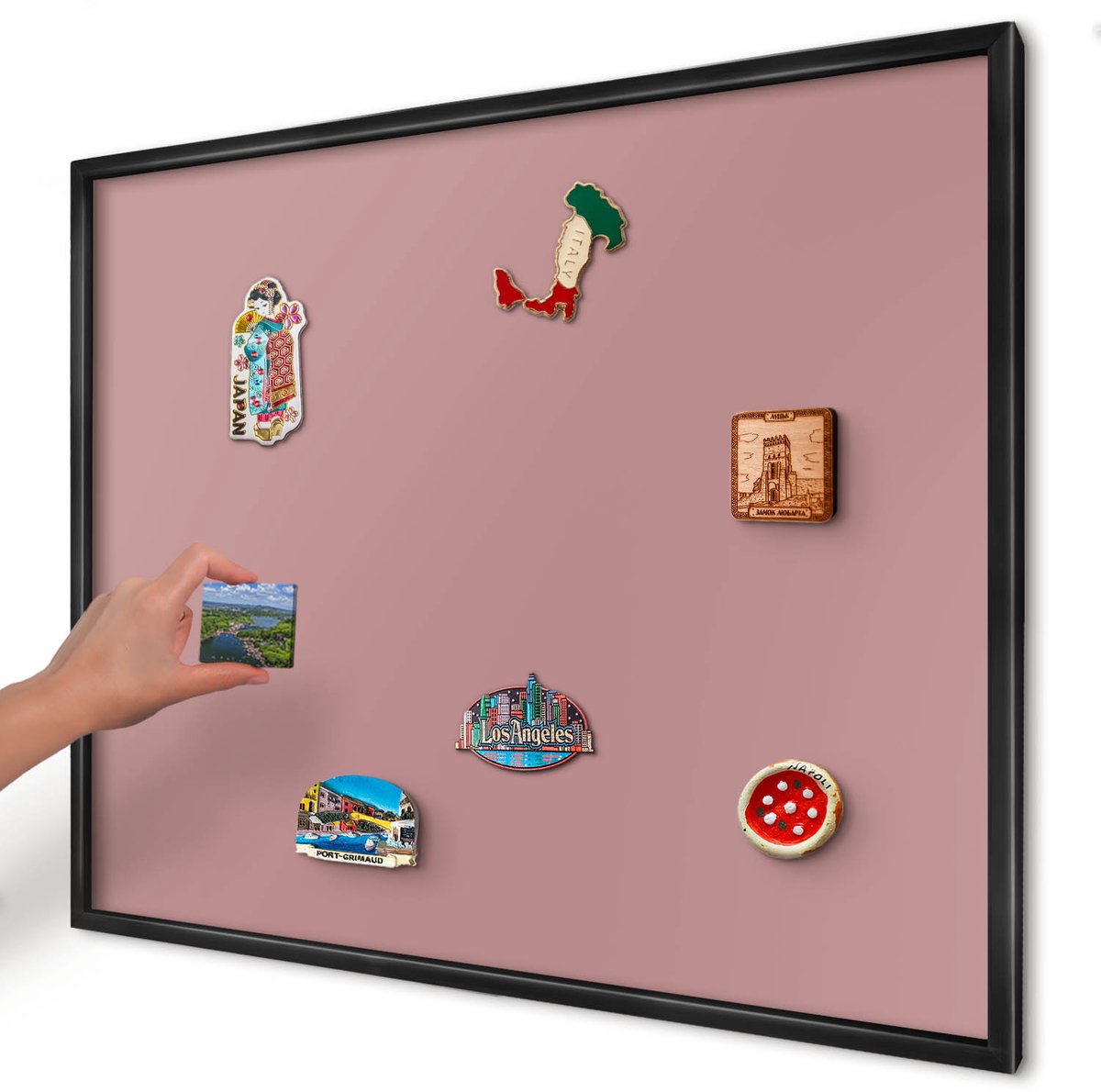 Artprintcave Roze Magneetbord mit Zwart Frame - 80x60 cm - Pastelroze Bord Voor Magneten - Minimalist Magnetisch Bord - Achtergronden En Patronen