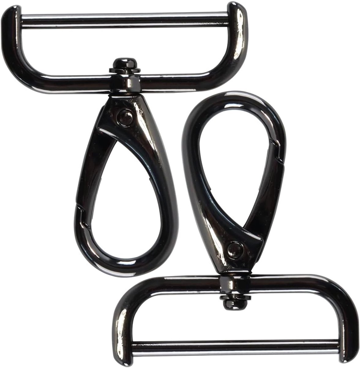 2 Stks 38mm (1-1/2 inch) Zwart Metalen Swivel D Ring Kreeft Sluitingen voor Portemonnee Sleutelhanger DIY Craft