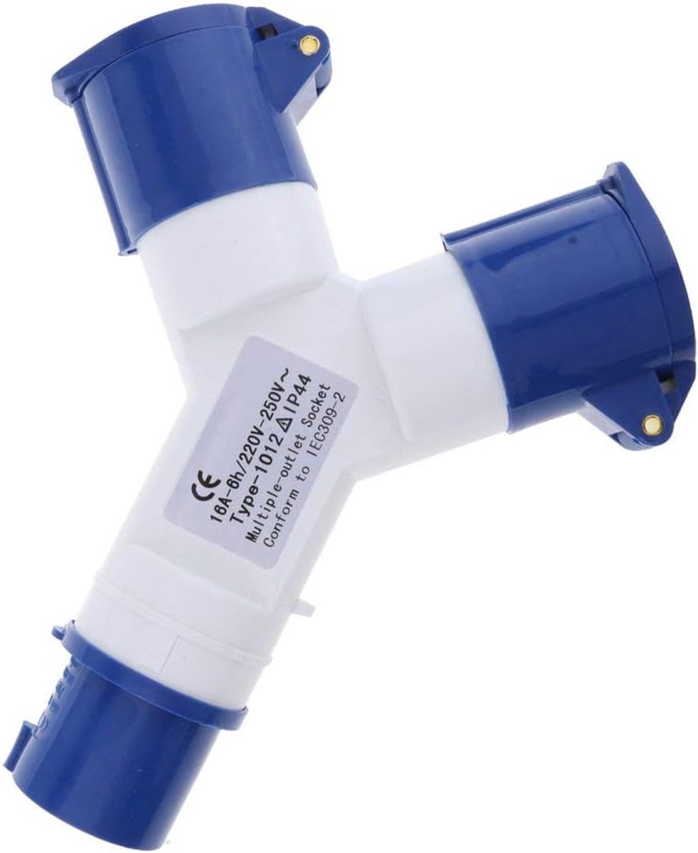 Stopcontact 2-weg splitter 16A - 220V waterdicht - 3-polige aansluiting - ideaal voor buitengebruik - SnelShoppen